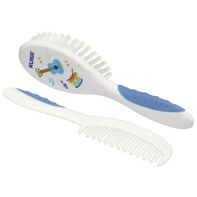 Kit Escova e Pente para Cabelo Soft Azul - KUKA