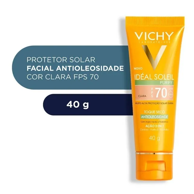 Protetor Solar Facial Vichy Soleil Purify Clara Fps70 40G