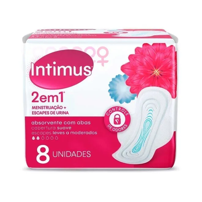 Absorvente 2em1 Suave com Abas 8 Unidades - INTIMUS