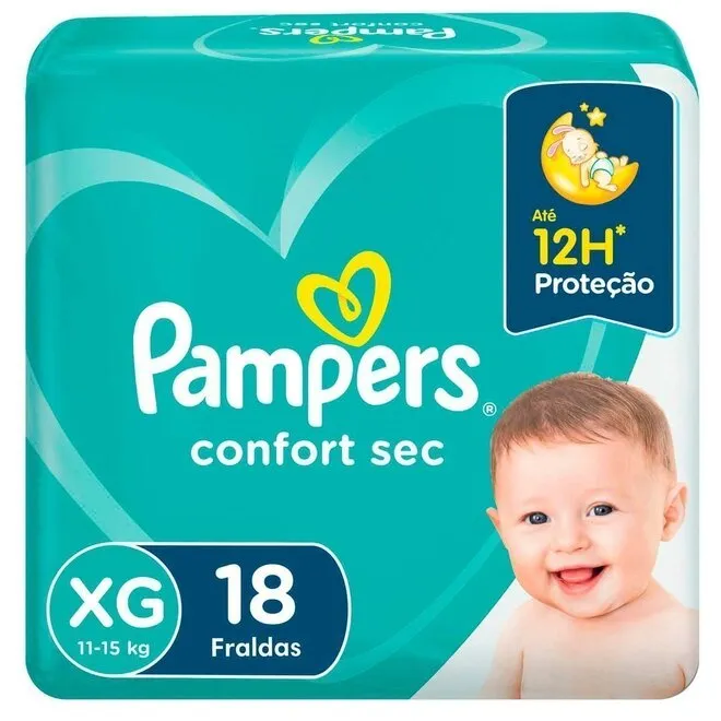 Fraldas Descartáveis Pampers Confort Sec Xg 18 Unidades