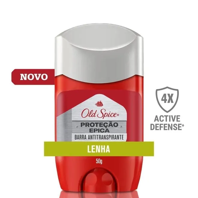 Desodorante em barra Old Spice Proteção Épica Lenha 50g
