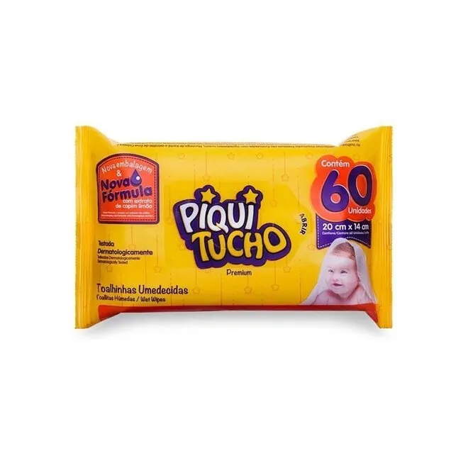 Lenço Umedecido Piquitucho Premium 60 Unidades
