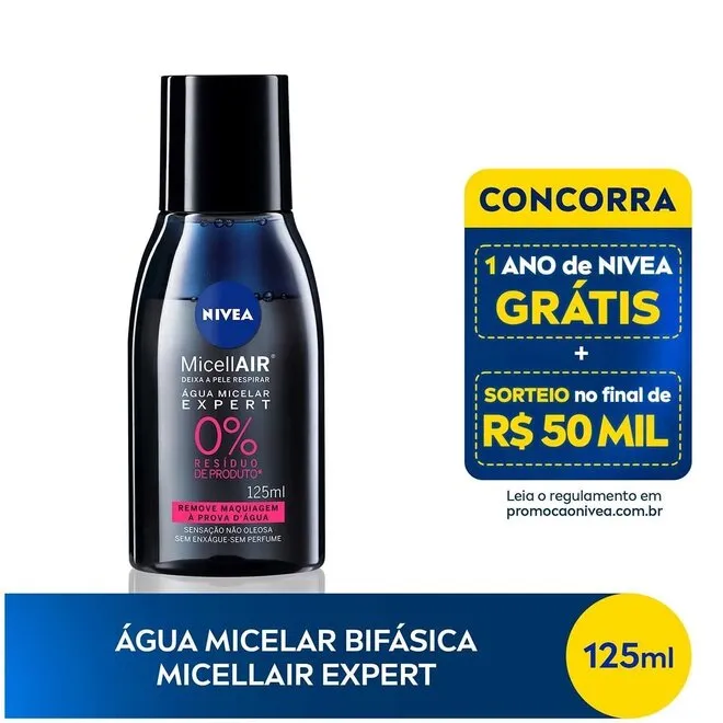 Água Micelar Expert sem Perfume Nivea Micellair Frasco 125ml