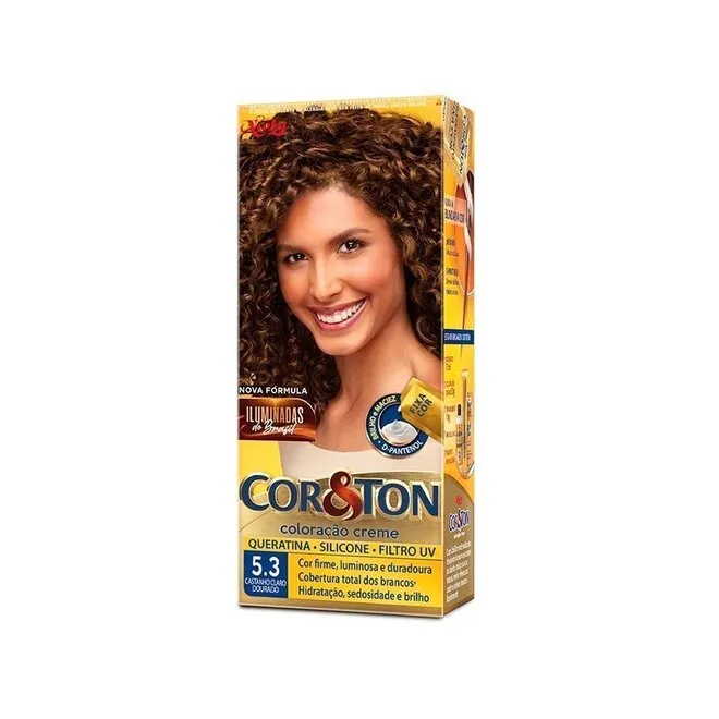 Kit Tintura Cor&Ton 5.3 Castanho Claro Dourado 180g -NIELY