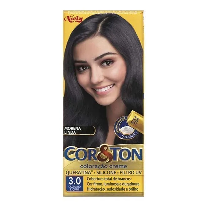 Tintura Creme Cor&Ton Niely 3.0 Castanho Escuro