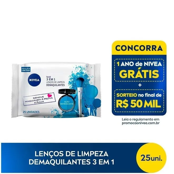 Lenços De Limpeza Nivea Visage 3X1 Vitamina E 25 Un