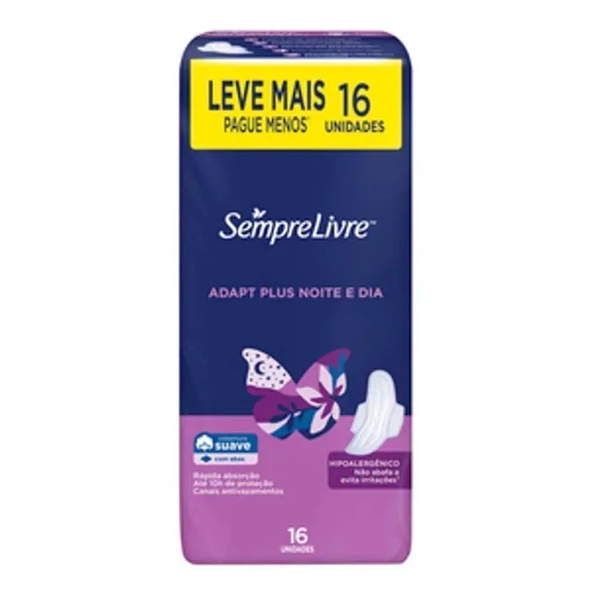 Absorvente Sempre Livre Adapt Plus Suave Com Abas 16 Unid