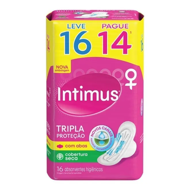 Absorvente Gel Tripla Proteção Seca c/Abas 16 Unid - INTIMUS