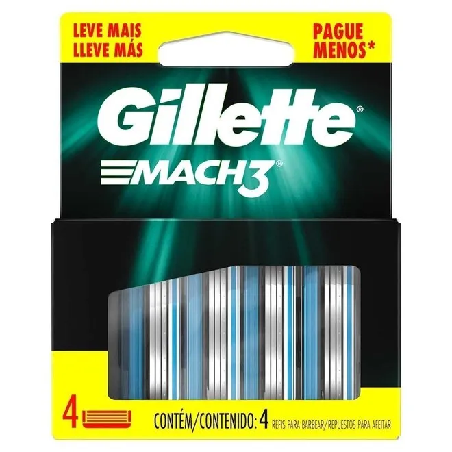 Refil para Barbear Mach3 4 unidades - GILLETTE
