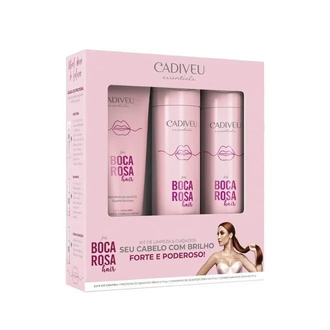 Kit Hair Shampoo+Cond 250ml+Prot Cond de Quartzo - BOCA ROSA