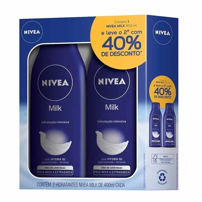 Kit Loção Hidratante Nivea Body Milk Com 2 Unidades