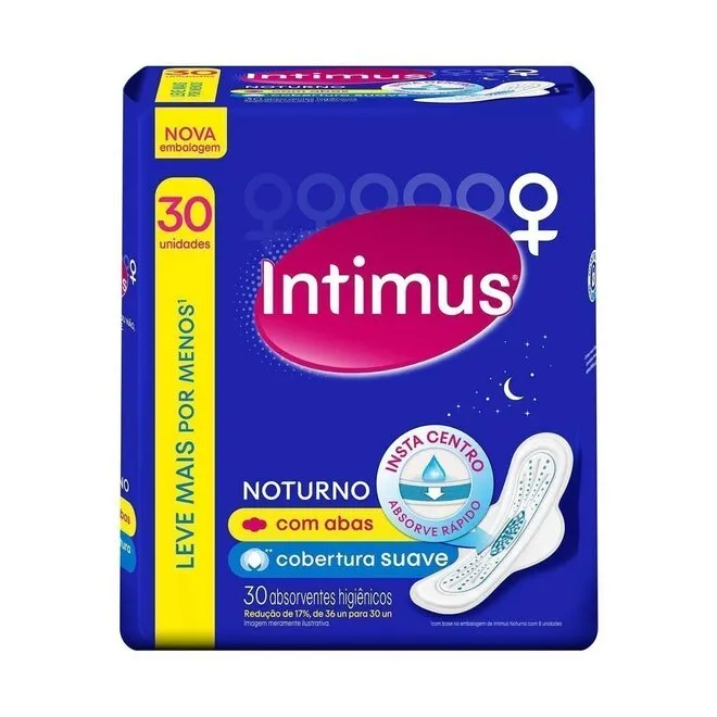 Absorvente Noturno Suave Com Abas Intimus 30Un