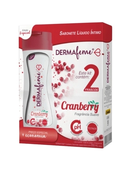 Kit Dermafeme Sabonete Líquido Íntimo Cranberry 200 ml
