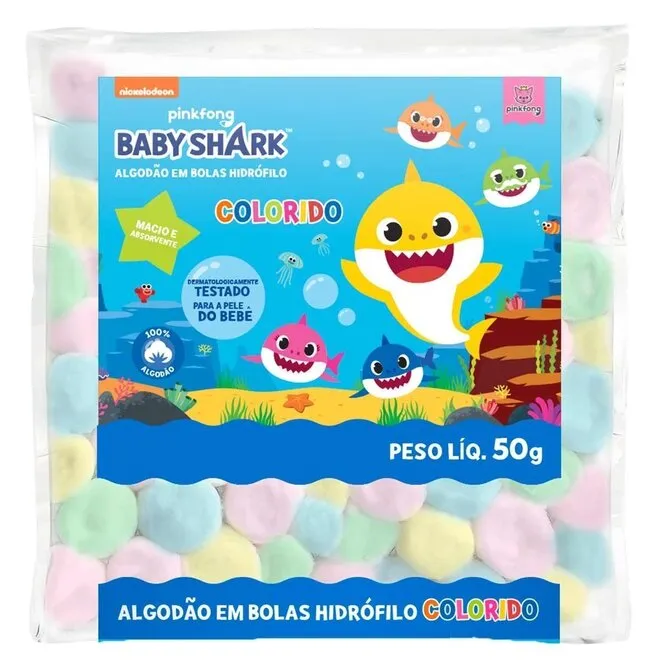 Algodao Baby Shark Bolas Colorida 50G