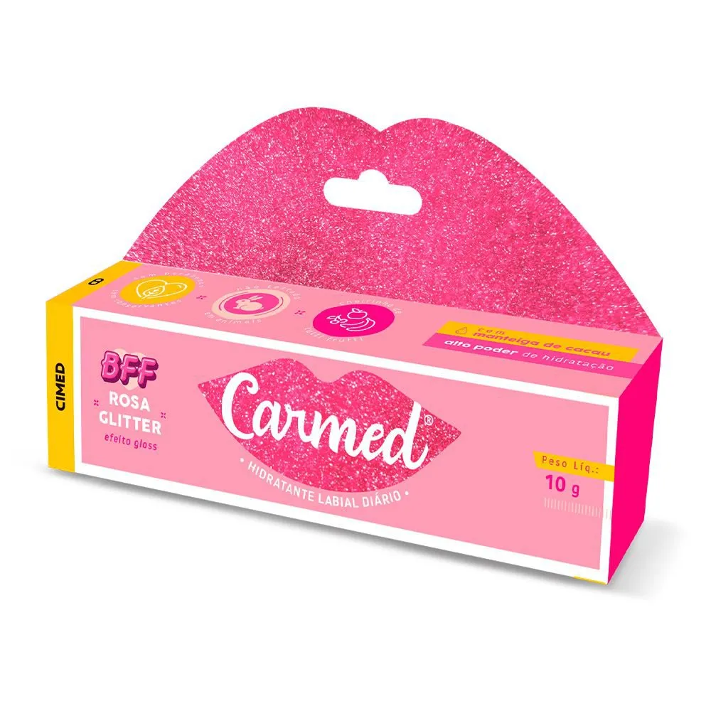 Carmed Labial Bff Rosa Glitter 10g