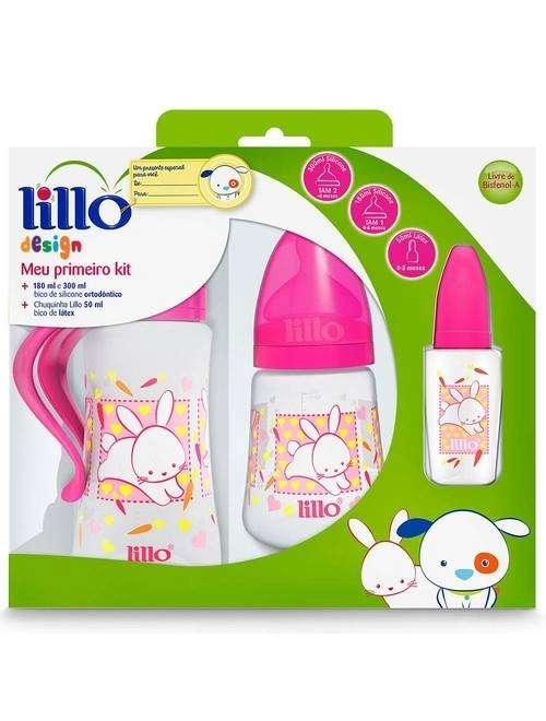 Kit Mamadeira Lillo Desig 3Peças Silicone Rosa