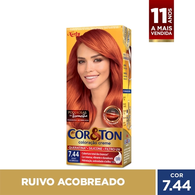 Tintura Cor&Ton Niely Ruivo Acobreado 7.44