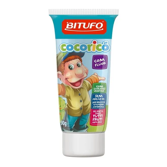 Gel Dental Bitufo Cocoricó Com Flúor Sabor Tutti-Frutti 90G