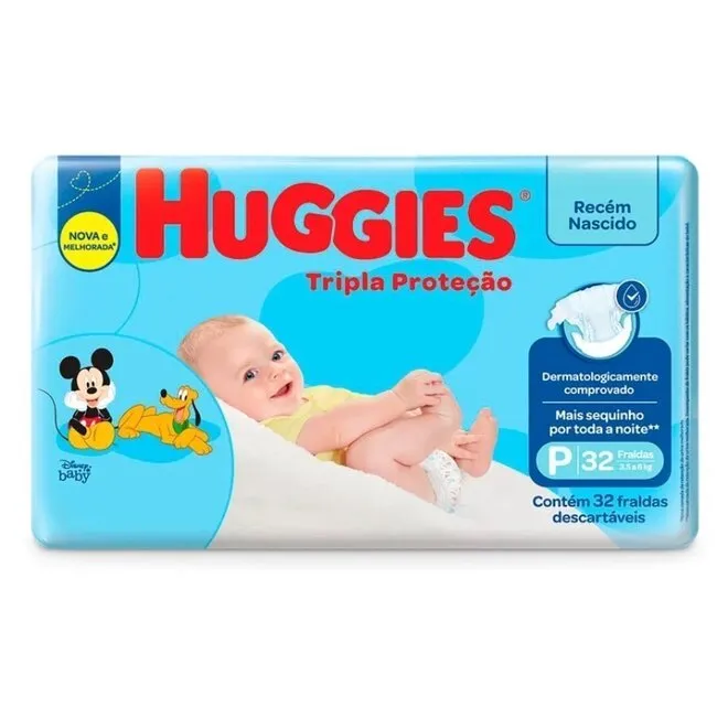 Fralda Huggies Tripla Protecao Jumbo P 32un