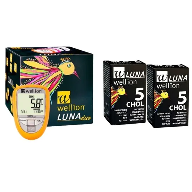 Medidor de Colesterol e Glicose Wellion Luna Duo amarelo