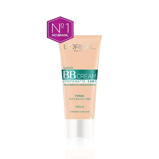 Base BB Cream Efeito Matte 5em1 FPS50 Media 50ml - LOREAL