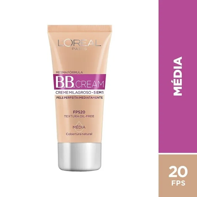 Base BB Cream Efeito Matte 5em1 FPS20 Media 50ml - LOREAL