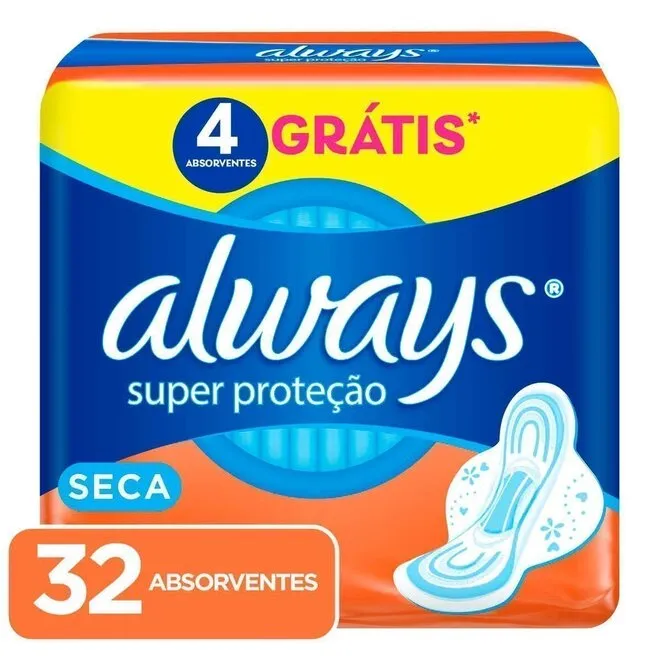Absorvente Super Proteção Seca Com Abas Always 32Un
