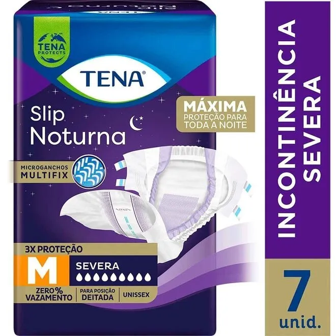 Fralda Geriátrica Tena Slip Noturna M 7 Unidades