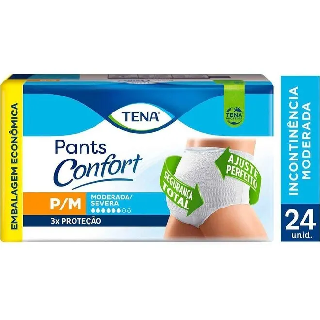 Roupa Íntima Unissex Tena Pants Confort Tamanho P/M 24Un