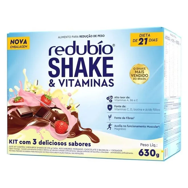 KIT REDUBIO SHAKE BAU+CHOC+MOR 210G(CMD)