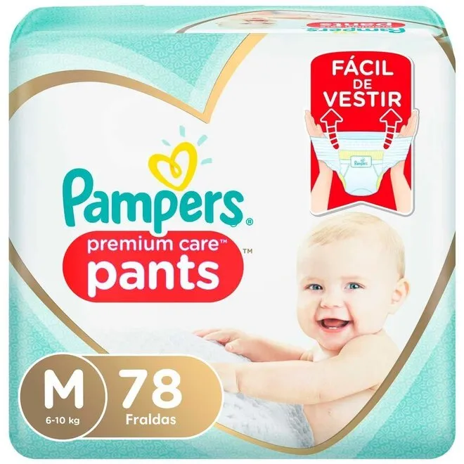 Fralda Pampers Premium Care Pants M - 78 Unidades