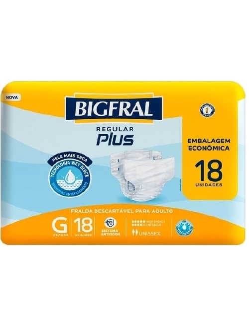 Fralda Geriátrica Bigfral Regular Plus G 18Un