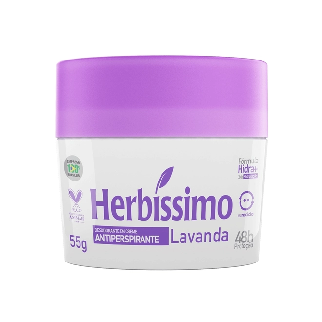 Desodorante Creme Antiperspirante Lavanda Herbíssimo 55g