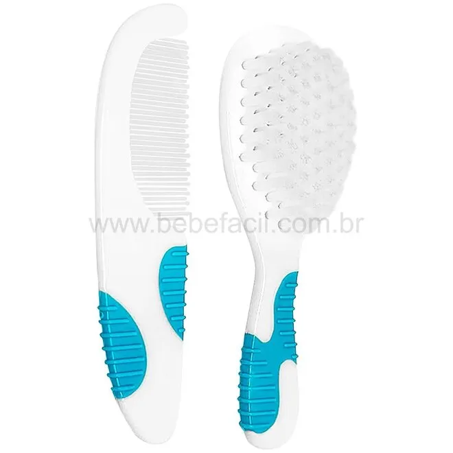 Pente E Escova Multikids P/Cabelo Soft Touch Azul