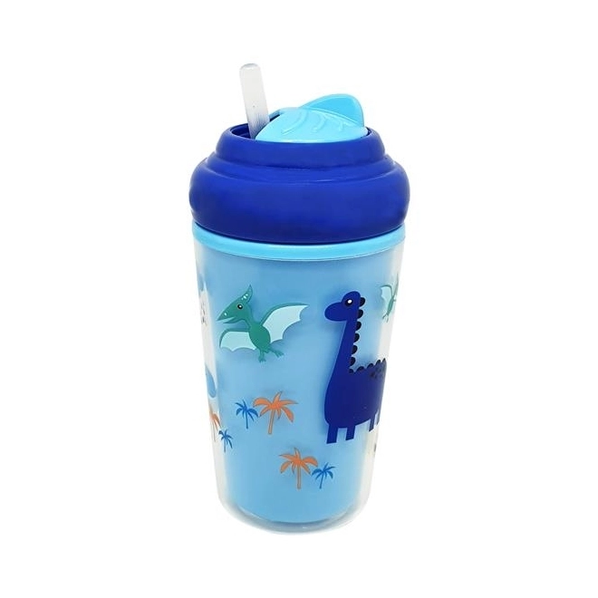 Copo Termico Multikids C/Canudo Silcone Cool Azul
