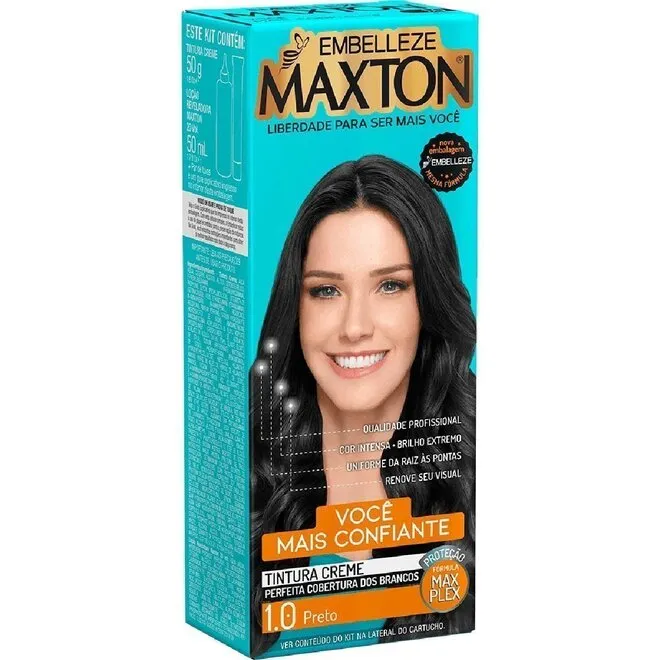 Tinta de Cabelo Preto 1.0 Confiante - MAXTON