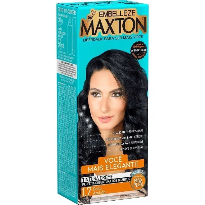Tinta de Cabelo Preto Azulado 1.7 Tintura Creme Eco - MAXTON