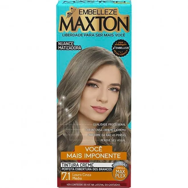 Tinta de Cabelo Louro Cinza Médio 7.1 Eco - MAXTON