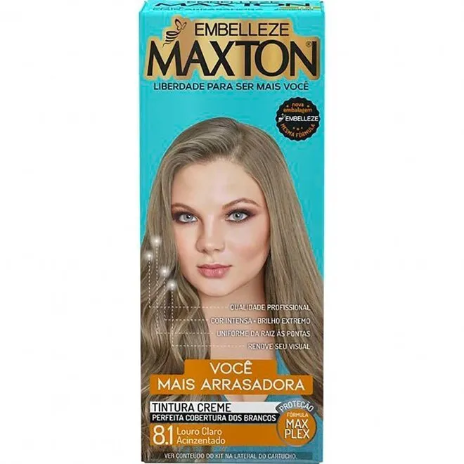 Tinta de Cabelo Louro Claro Acizentado 8.1 Eco - MAXTON