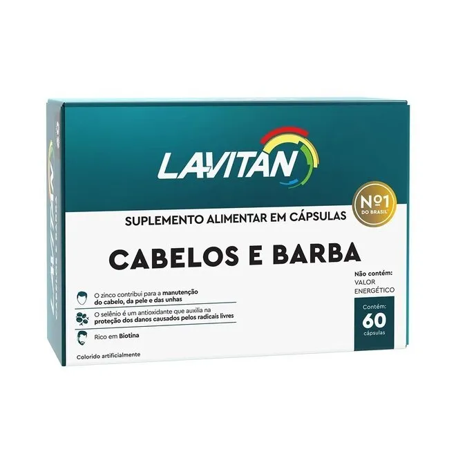 Lavitan Cabelos E Barba Cimed Caixa Com 60 Cápsulas