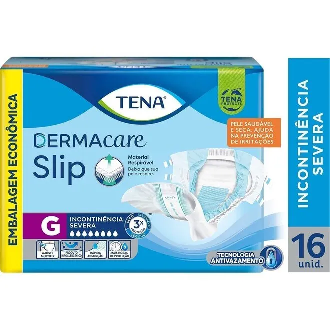 Fralda Adulta Slip Dermacare Tamanho G Tena Com 16Un