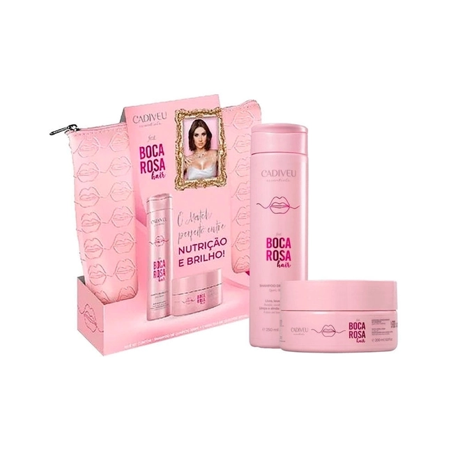 Kit Boca Rosa Necessaire+Shampoo 250ml+Máscara Capilar 200ml