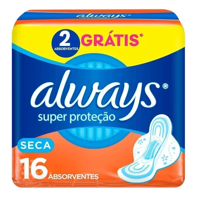 Absorvente Super Proteção Seca Com Abas Always 16Un