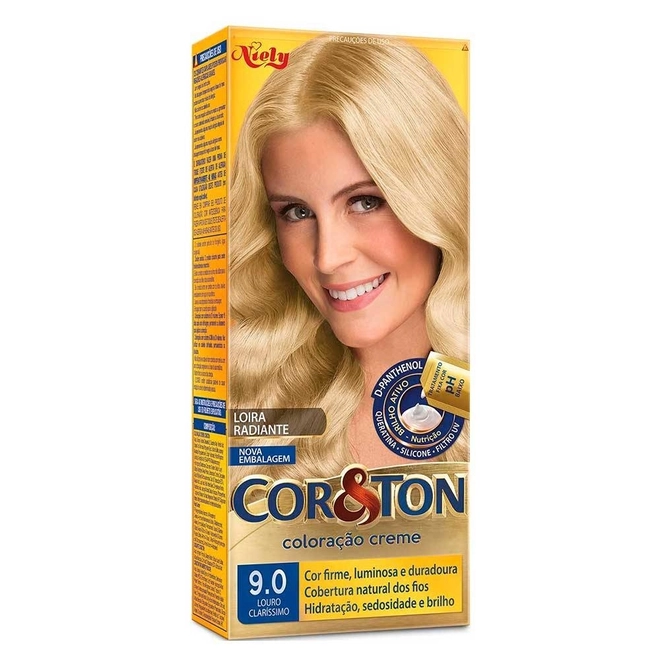 Kit Tintura Cor & Ton 9.0 Louro Claríssimo 180 g - NIELY