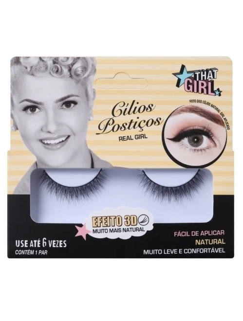 Cílios Postiços 3D Efeito Natural 1 Par - THAT GIRL