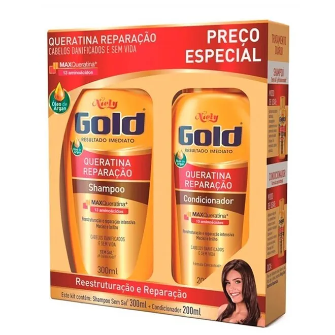 Kit Rep Intensa Shampoo 300ml+Condicionador 200ml-NIELY GOLD