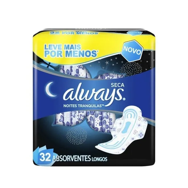 Absorvente Noites Tranquilas Seca c/Abas 32 Unidade - ALWAYS