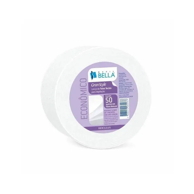 Lenços Para Depilação Depil Bella Branco Rolo 50 Metros