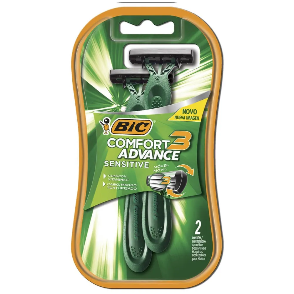 Aparelho De Barbear Bic Comfort 3 Pele Sensivel 2 Unidades