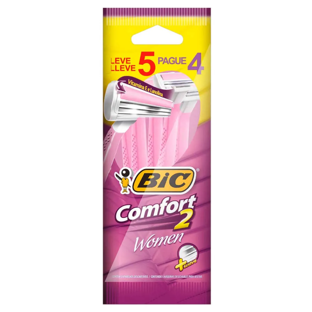 Aparelho De Depilação Bic Comfort 2 Women 5 Unidades